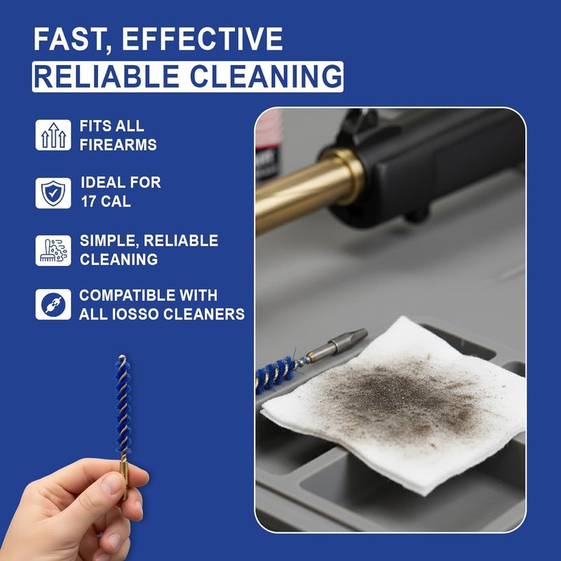 Iosso Premium Bore Brush – Blue Synthetic Fiber – Durable, Long-Lasting Tool for Gun Maintenance – Made in USA Bore Cleaning Brush (.17 Cal Rifle BORE Brush) - Image 5